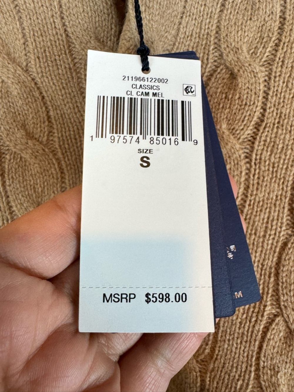 Polo Ralph Lauren | Tan Cable Knit Bomber Cardigan Jacket, S NWT - Picture 9 of 13